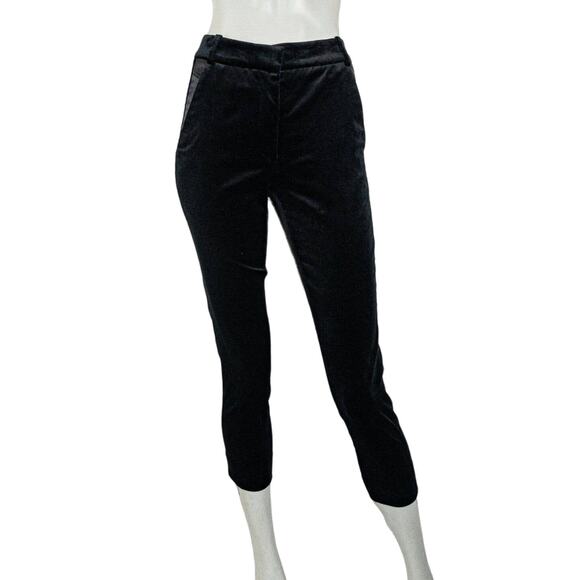 The KOOPLES Women's Black Velvet ankle Trouser Pants Size 32 - Picture 1 of 11